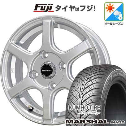 【新品国産車用4穴100】 オールシーズンタイヤ ホイール4本セット 175/65R14 クムホ マーシャル MH22 オールシーズン(限定) ホットスタッフ バイソン BN-04 5J 14インチ(送料無料)|フジコーポレーション