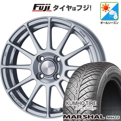 【新品国産車用4穴100】 オールシーズンタイヤ ホイール4本セット 195/55R16 91 V XL クムホ マーシャル MH22 オールシーズン(限定) ENKEI エンケイ PerformanceLine PF03 6.5J 16インチ(送料無料)