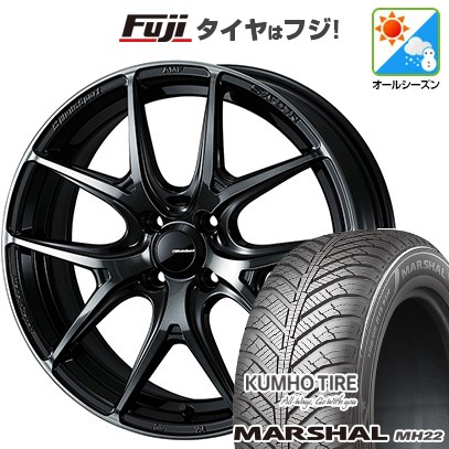 【新品国産車用4穴100】 オールシーズンタイヤ ホイール4本セット 185/55R15 クムホ マーシャル MH22 オールシーズン(限定) WEDS ウェッズスポーツ SA-01R 6J 15インチ(送料無料)