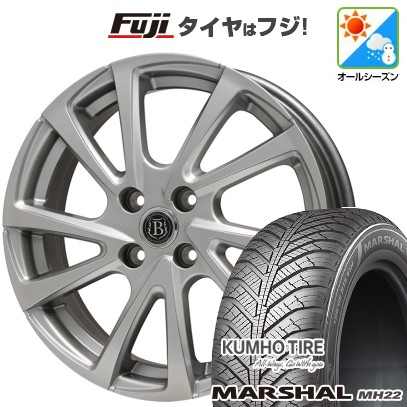 【新品国産車用4穴100】 オールシーズンタイヤ ホイール4本セット 185/55R16 クムホ マーシャル MH22 オールシーズン(限定) ブランドルライン ボレアノ10 メタリックグレー 6.5J 16インチ(送料無料)