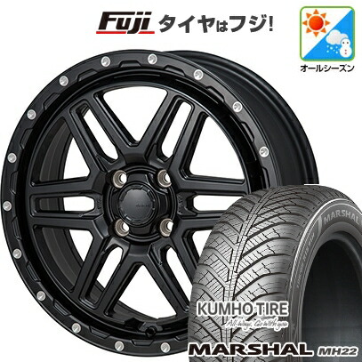 【新品国産車用4穴100】 オールシーズンタイヤ ホイール4本セット 195/55R16 91 V XL クムホ マーシャル MH22 オールシーズン(限定) モンツァ HI-BLOCK エルデ 6J 16インチ(送料無料)