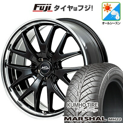 【新品国産車用5穴114.3】 オールシーズンタイヤ ホイール4本セット 225/45R18 95 W XL クムホ マーシャル MH22 オールシーズン(限定) MID WHEELS エグゼ7 7J 18インチ(送料無料)