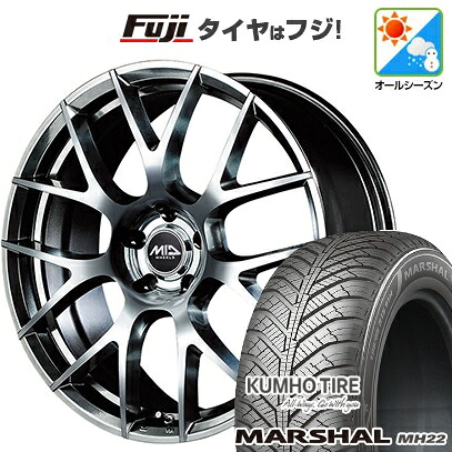 【新品国産車用5穴114.3】 オールシーズンタイヤ ホイール4本セット 225/45R18 95 W XL クムホ マーシャル MH22 オールシーズン(限定) MID WHEELS MID EXCLUSIVE 027F 7J 18インチ(送料無料)