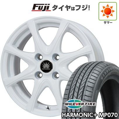 【新品 軽自動車】N-BOX タント スペーシア 夏タイヤ ホイール4本セット 165/55R15 ミレバー ハーモニック プラス MP070(限定) プレミックス アマルフィV Jr(ホワイト) 4.5J 15インチ(送料無料)