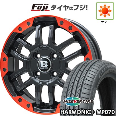 【新品】ライズ/ロッキー(ガソリン) 夏タイヤ ホイール4本セット 195/60R17 ミレバー ハーモニック プラス MP070(限定) ビッグウエイ B-LUGNAS FRD(マットブラック/レッドリム) 6.5J 17インチ(送料無料)|フジコーポレーション
