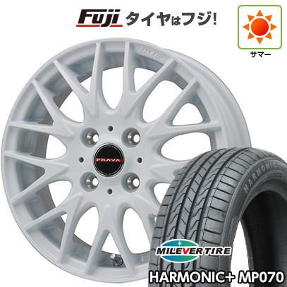 【新品 軽自動車】N-BOX タント スペーシア 夏タイヤ ホイール4本セット 165/55R15 ミレバー ハーモニック プラス MP070(限定) ビッグウエイ レイシーン プラバ9MJrII ホワイト 4.5J 15インチ(送料無料)