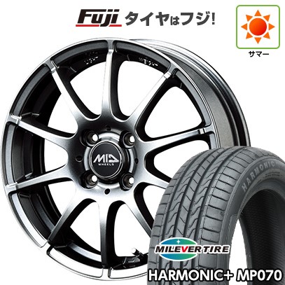 【新品 軽自動車】N-BOX タント スペーシア 夏タイヤ ホイール4本セット 165/55R15 ミレバー ハーモニック プラス MP070(限定) MID WHEELS スタッグ メタリックグレー 4.5J 15インチ(送料無料)