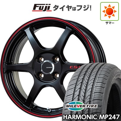 【新品 軽自動車】エブリイワゴン 夏タイヤ ホイール4本セット 165/50R15 ミレバー ハーモニック MP247(限定) レアマイスター CS-V6(グロスブラック/レッドライン) 5J 15インチ(送料無料)｜フジコーポレーション