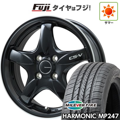 【新品 軽自動車】エブリイワゴン 夏タイヤ ホイール4本セット 165/50R15 ミレバー ハーモニック MP247(限定) レアマイスター CS-V(グロスブラック/リムポリッシュ) 5J 15インチ(送料無料)|フジコーポレーション