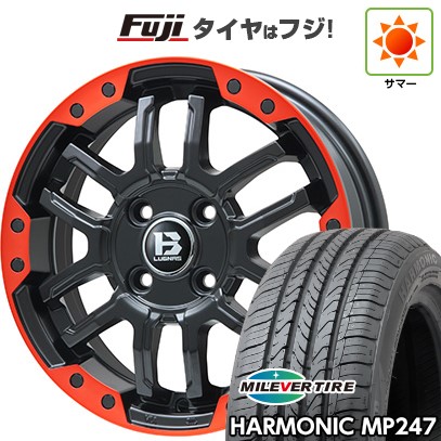 【新品 軽自動車】エブリイワゴン 夏タイヤ ホイール4本セット 165/50R15 ミレバー ハーモニック MP247(限定) ビッグウエイ B-LUGNAS FRD(マットブラック/レッドリム) 4.5J 15インチ(送料無料) 43,875円