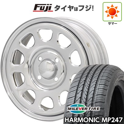 【新品 軽自動車】エブリイワゴン 夏タイヤ ホイール4本セット 165/50R15 ミレバー ハーモニック MP247(限定) モリタ デイトナズ G2 クローム 5J 15インチ(送料無料)