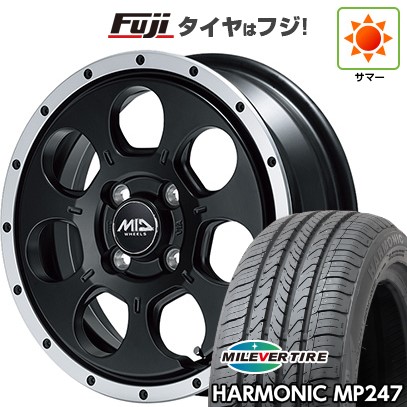 【新品 軽自動車】 夏タイヤ ホイール4本セット 165/55R14 ミレバー ハーモニック MP247(限定) MID WHEELS WO-7 4.5J 14インチ(送料無料) 43,680円