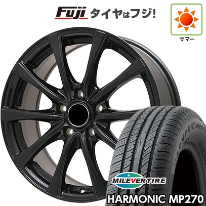 【新品国産車用5穴114.3】 夏タイヤ ホイール4本セット 195/60R16 ミレバー ハーモニック MP270(限定) エルベ エステローザ FSV グロスブラック 6.5J 16インチ(送料無料)｜フジコーポレーション