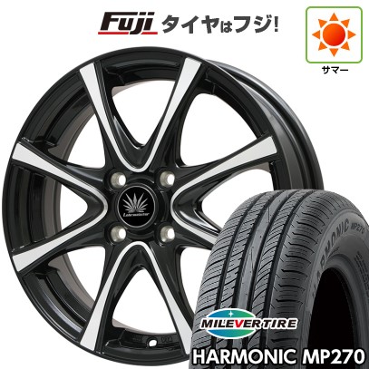 【新品国産車用4穴100】 夏タイヤ ホイール4本セット 185/65R14 ミレバー ハーモニック MP270(限定) プレミックス アマルフィV Jr(ブラックポリッシュ) 5.5J 14インチ(送料無料)