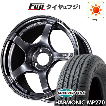 【新品国産車用4穴100】 夏タイヤ ホイール4本セット 185/55R15 ミレバー ハーモニック MP270(限定) ヨコハマ アドバンレーシング TC-4 5.5J 15インチ(送料無料)