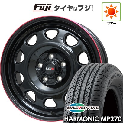 【新品国産車用5穴114.3】 夏タイヤ ホイール4本セット 215/65R16 ミレバー ハーモニック MP270(限定) レアマイスター LMG OFF-STYLE(グロスブラック/レッドリム) 7J 16インチ(送料無料)