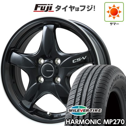 【新品国産車用4穴100】 夏タイヤ ホイール4本セット 195/55R16 ミレバー ハーモニック MP270(限定) レアマイスター CS-V(グロスブラック/リムポリッシュ) 6J 16インチ(送料無料)