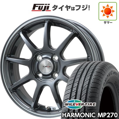 【新品国産車用4穴100】 夏タイヤ ホイール4本セット 195/55R16 ミレバー ハーモニック MP270(限定) レアマイスター LMスポーツ LM-QR ガンメタ/ラインポリッシュ 6.5J 16インチ(送料無料)｜フジコーポレーション