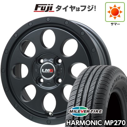 【新品国産車用4穴100】 夏タイヤ ホイール4本セット 175/65R14 ミレバー ハーモニック MP270(限定) レアマイスター LMG CS-8 マットブラック 5J 14インチ(送料無料)