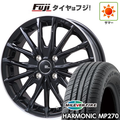 【新品】フリード 5穴/114 夏タイヤ ホイール4本セット 195/55R16 ミレバー ハーモニック MP270(限定) ブランドルライン DF-10M グロスブラック/リムポリッシュ 6.5J 16インチ(送料無料)|フジコーポレーション
