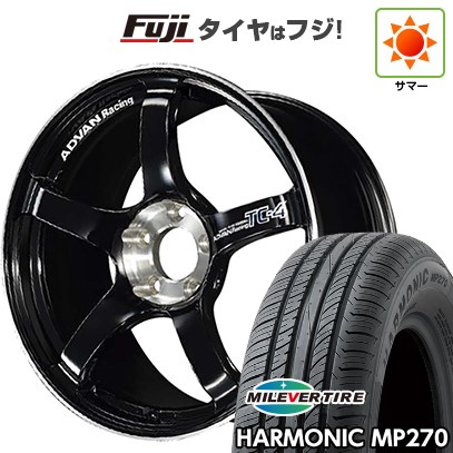 【新品国産車用4穴100】 夏タイヤ ホイール4本セット 195/55R16 ミレバー ハーモニック MP270(限定) ヨコハマ アドバンレーシング TC4 SE 6.5J 16インチ(送料無料)