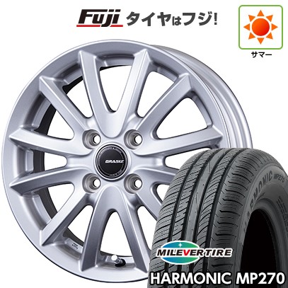 【新品国産車用4穴100】 夏タイヤ ホイール4本セット 185/55R15 ミレバー ハーモニック MP270(限定) コーセイ クレイシズ VS6 5.5J 15インチ(送料無料)｜フジコーポレーション 45,045円