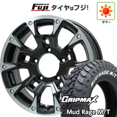 【新品】ジムニーシエラ/ジムニーノマド 夏タイヤ ホイール4本セット 195/80R15 96 Q グリップマックス マッドレイジM/T RWL(限定2024年製) ビッグウエイ B-LUGNAS BRD(ブラックポリッシュ/ブラッククリア) 5.5J 15インチ(送料無料)