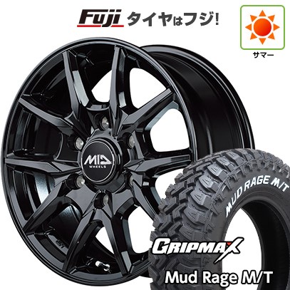 【新品】ハイエース200系 夏タイヤ ホイール4本セット 195R15C 107/105Q グリップマックス マッドレイジM/T RWL(限定) MID WHEELS KG-25 6J 15インチ(送料無料)