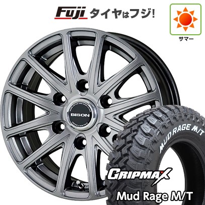 【新品】キャラバン 夏タイヤ ホイール4本セット 195R15C 107/105Q グリップマックス マッドレイジM/T RWL(限定) ホットスタッフ バイソン BN-01 6J 15インチ(送料無料)