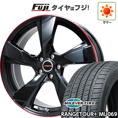 【新品国産車用5穴114.3】 夏タイヤ ホイール4本セット 245/45R20 ミレバー レンジツアープラスMU069（限定） プレミックス ヴェランV(グロスブラック/レッドリム) 8.5J 20インチ(送料無料)｜フジコーポレーション
