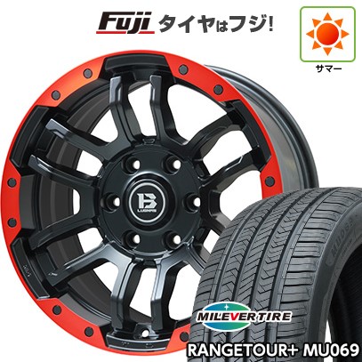 【新品】プラド/ハイラックス 夏タイヤ ホイール4本セット 265/65R17 ミレバー レンジツアープラスMU069（限定） ビッグウエイ B-LUGNAS FRD(マットブラック/レッドリム) 8J 17インチ(送料無料)
