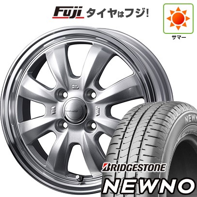 【新品 軽自動車】N-BOX タント スペーシア 夏タイヤ ホイール4本セット 155/65R14 ブリヂストン ニューノ(限定) WEDS ウェッズ グラフト 8S 4.5J 14インチ(送料無料)｜フジコーポレーション