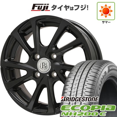 【新品 軽自動車】N-BOX タント スペーシア 夏タイヤ ホイール4本セット 165/55R15 ブリヂストン エコピア NH200 C ブランドルライン ボレアノ10 パールブラック 4.5J 15インチ(送料無料)
