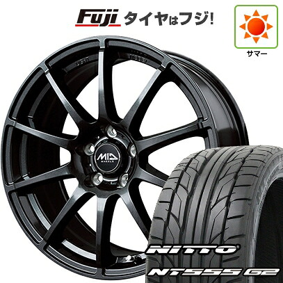 【パンク保証付き】【新品国産車用5穴114.3】 夏タイヤ ホイール4本セット 225/45R18 ニットー NT555 G2 MID WHEELS スタッグ ストロングガンメタ 8J 18インチ(送料無料)
