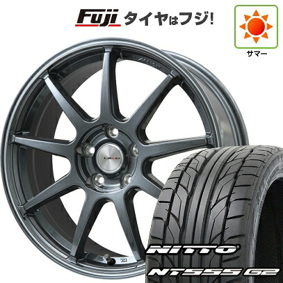 【パンク保証付き】【新品国産車用5穴100】 夏タイヤ ホイール4本セット 215/40R18 ニットー NT555 G2 レアマイスター LMスポーツ LM-QR ガンメタ/ラインポリッシュ 7.5J 18インチ(送料無料)