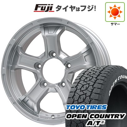 【新品】ジムニーシエラ/ジムニーノマド 夏タイヤ ホイール4本セット 195/80R15 96 S トーヨー オープンカントリー A/T III RWL/RBL ビッグウエイ B-MUD K(シルバー) 15インチ(送料無料) サマータイヤ｜フジコーポレーション