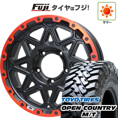 【新品】ジムニー 夏タイヤ ホイール4本セット 195R16C 104/102Q トーヨー オープンカントリー M/T レアマイスター LMG モンタグナ(マットブラック/レッドリム) 5.5J 16インチ(送料無料)