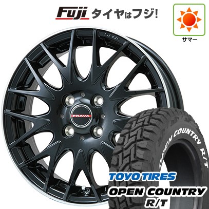 【新品 軽自動車】タフト ソリオ 夏タイヤ ホイール4本セット 165/65R15 トーヨー オープンカントリー R/T RWL/RBL ビッグウエイ レイシーン プラバ9MJrII グロスブラック/リムポリッシュ 4.5J 15インチ(送料無料)