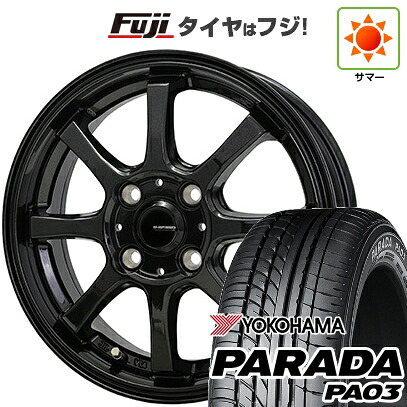【新品 軽自動車】 夏タイヤ ホイール4本セット 165/55R14 ヨコハマ PARADA PA03 ブラックレター ホットスタッフ ジースピード G-08 4.5J 14インチ(送料無料)