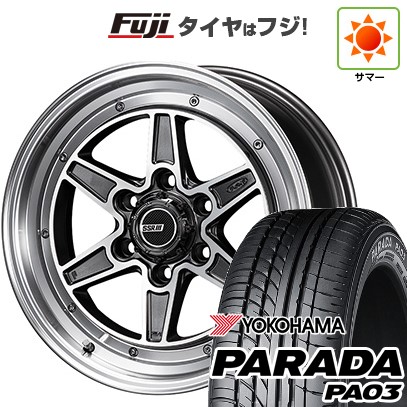 【新品】ハイエース200系 夏タイヤ ホイール4本セット 225/50R18 107/105H ヨコハマ PARADA PA03 ブラックレター SSR ディバイド MK6 8J 18インチ(送料無料)