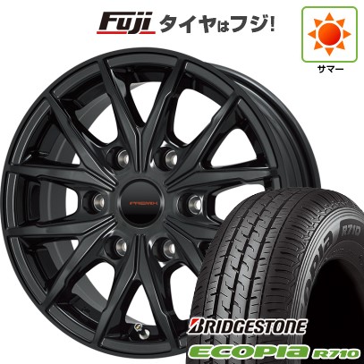 【新品】キャラバン 夏タイヤ ホイール4本セット 195/80R15 107/105N ブリヂストン エコピア R710 プレミックス HC2x6(グロスブラック) 6J 15インチ(送料無料)