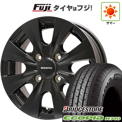 【新品】プロボックス/サクシード(160系) 夏タイヤ ホイール4本セット 155/80R14 88/86N ブリヂストン エコピア R710 エルベ ビズスポ セミグロスブラック 5J 14インチ(送料無料)