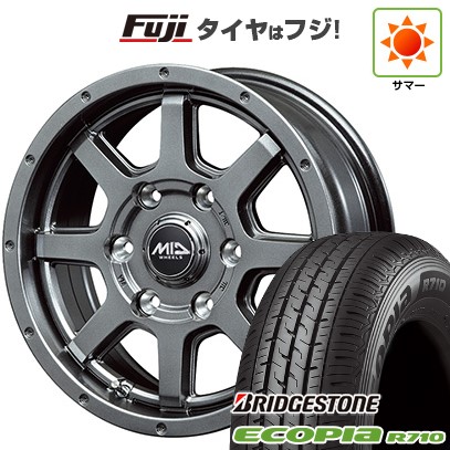 【新品】キャラバン 夏タイヤ ホイール4本セット 195/80R15 107/105N ブリヂストン エコピア R710 MID WHEELS マッドライダー 5.5J 15インチ(送料無料)