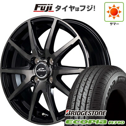 【新品 軽自動車】軽トラ 軽バン 夏タイヤ ホイール4本セット 145/80R12 80/78N ブリヂストン エコピア R710(特価限定) MID WHEELS DR-02 12インチ(送料無料) サマータイヤ画像