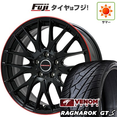 【新品国産車用5穴114.3】 夏タイヤ ホイール4本セット 265/35R22 ヴェノムパワー ラグナロクGTS BSW(限定) ビッグウエイ レイシーン プラバ9M(グロスブラック/レッドリム) 22インチ(送料無料)