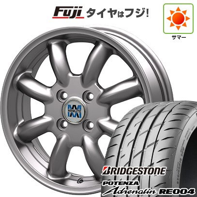 【新品 軽自動車】N-BOX タント スペーシア 夏タイヤ ホイール4本セット 165/55R15 ブリヂストン ポテンザ アドレナリン RE004 ミニライト 4.5J 15インチ(送料無料)
