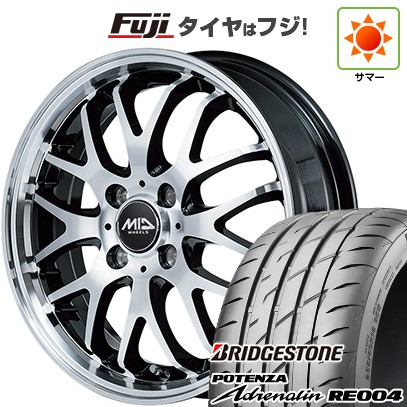 【新品 軽自動車】N-BOX タント スペーシア 夏タイヤ ホイール4本セット 165/55R15 ブリヂストン ポテンザ アドレナリン RE004 MID WHEELS エグゼ10 Vセレクション 4.5J 15インチ(送料無料)