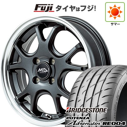 【新品 軽自動車】N-BOX タント スペーシア 夏タイヤ ホイール4本セット 165/55R15 ブリヂストン ポテンザ アドレナリン RE004 MID WHEELS エグゼ5 Vセレクション 4.5J 15インチ(送料無料)
