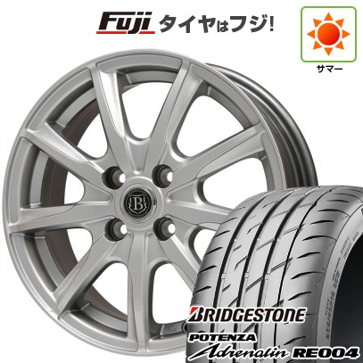 【新品 軽自動車】N-BOX タント スペーシア 夏タイヤ ホイール4本セット 165/55R15 ブリヂストン ポテンザ アドレナリン RE004 ブランドルライン ボレアノ9 メタリックグレー 4.5J 15インチ(送料無料)
