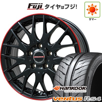 【新品国産車用5穴114.3】 夏タイヤ ホイール4本セット 205/55R16 ハンコック ヴェンタス R-S4 Z232 ビッグウエイ レイシーン プラバ9MJrII グロスブラック/レッドリム 6.5J 16インチ(送料無料)|フジコーポレーション